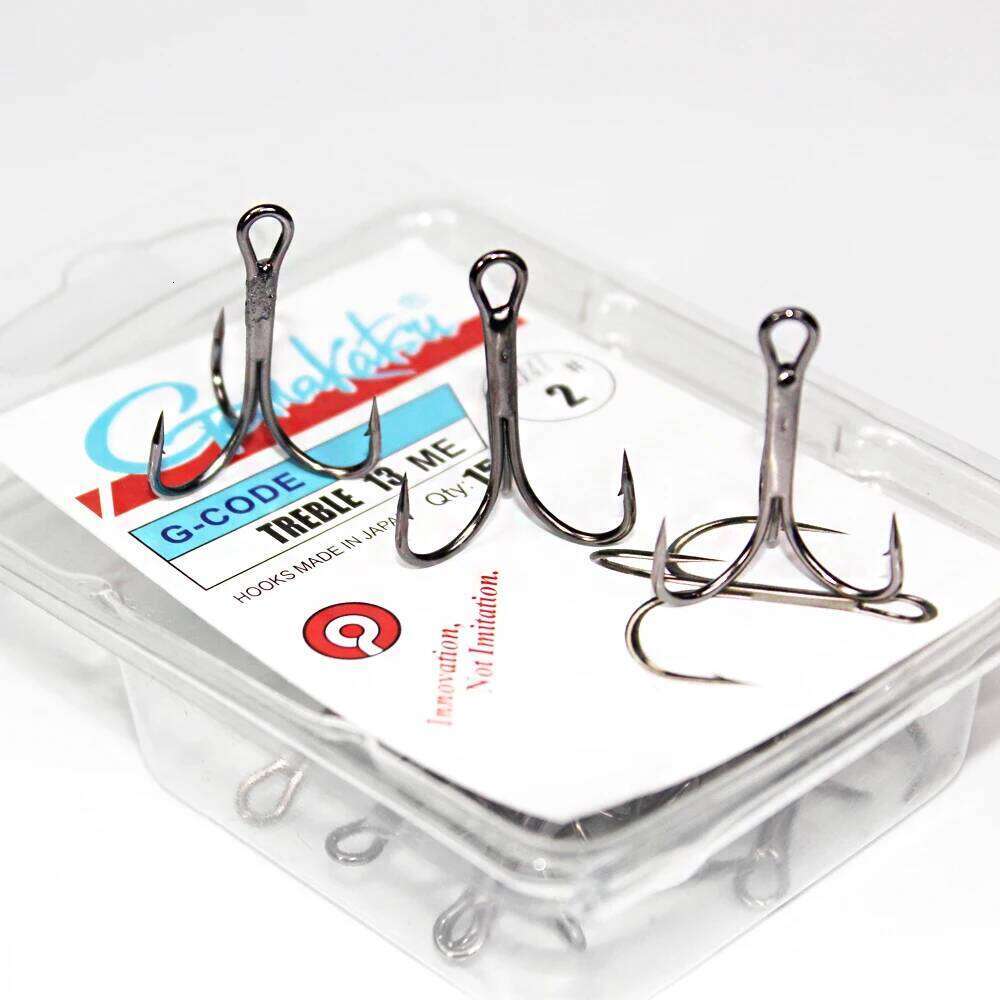 Gamakatsu hooks 15Pcs/lot 13ME 1#-14# High Carbon Steel Material Treble Black Hook Fishing Tackle Round Bend Z260228
