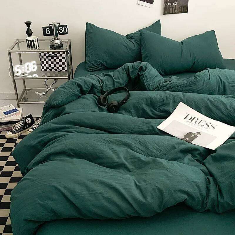 Solid color washed cotton four-piece student dormitory three-piece set choose 1.2M bed W260302