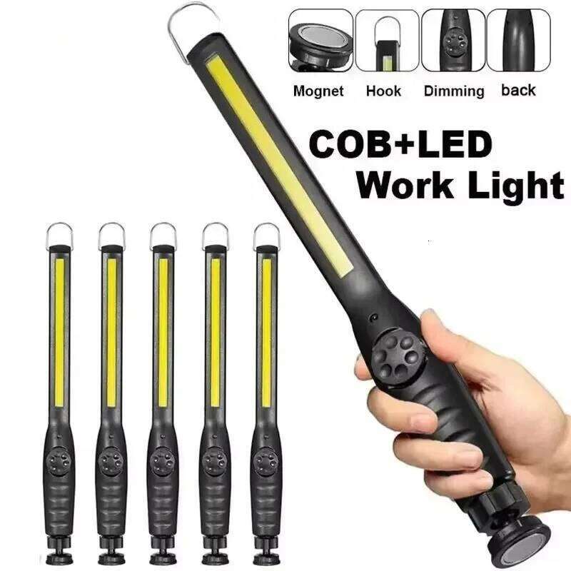 COB Work Lights With Magnetic Rechargeable LED Flashlight Portable Stepless Dimming Emergency Car Repair Lamps S260302