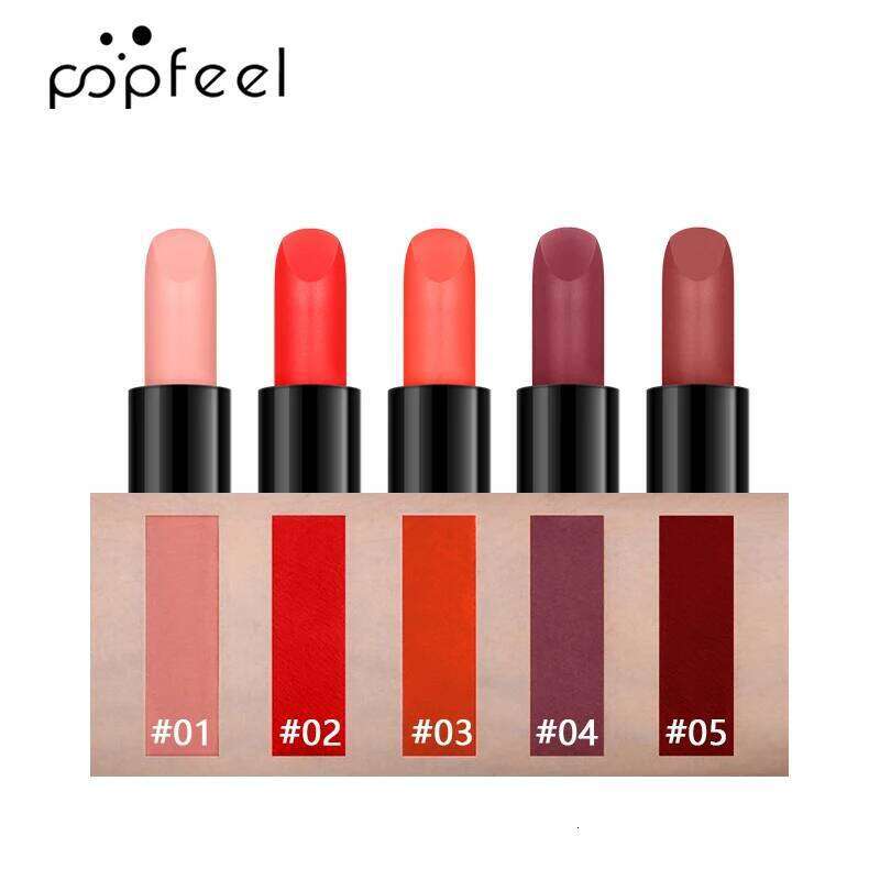 POPFEEL Matte Velvet Lipstick - Long-Lasting, Smooth Texture, Easy Application, Available in 5 Shades including Coral Pink H260302