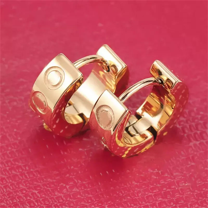 Titanium steel stud love earring for woman exquisite simple fashion C diamond ring lady earrings jewelry gift With bag