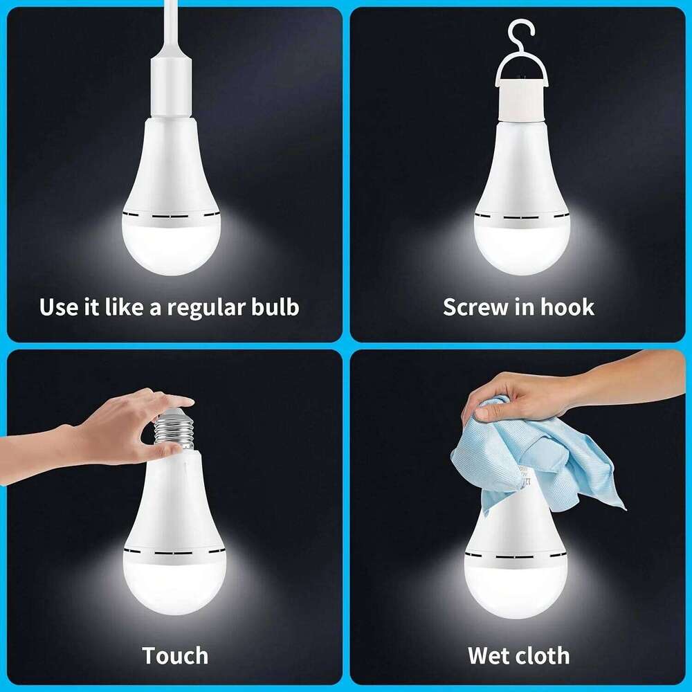 E27 Rechargeable LED Lamp Bulbs 9W 15W High Brightness Emergency Light Bulb Outdoor Camping Fishing Portable Lamps Lights S260302