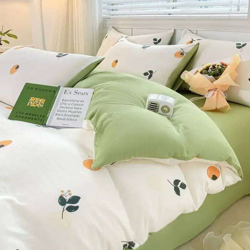 Light Luxury a Maternal Infant Class Washed Cotton and Linen Four-piece Quilt Set Single Student Dormitory Bed Sheet 3-piece W260302