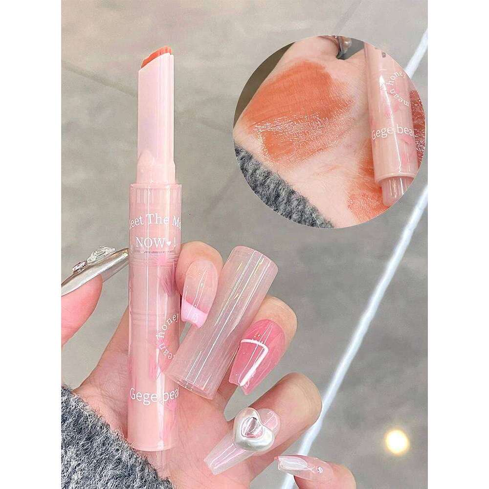 Gege Bear Floral Whisper Moisturizing Mirror Shine Lipstick Glossy Jelly Finish, Heart-Shaped Bullet, Hydrating Lip Balm H260302