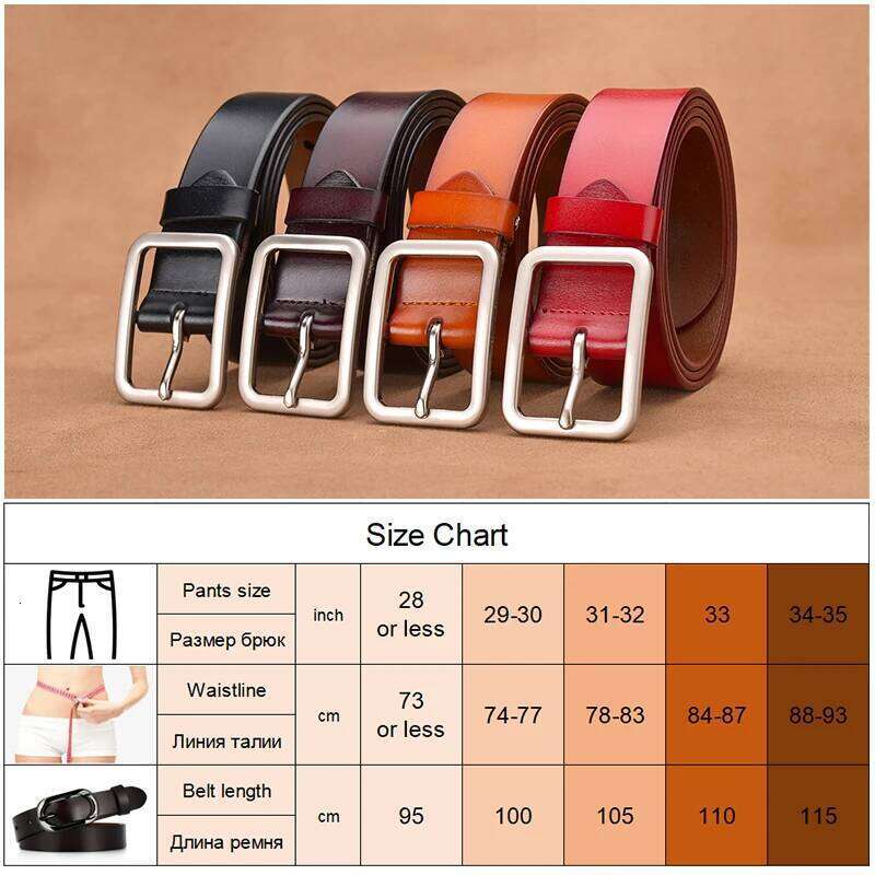 KOLBER 3.3cm Women's Leather Metal Silver Buckle Trouser for Women Natural Cowhide Brown Casual Belt Female Waistband S260228