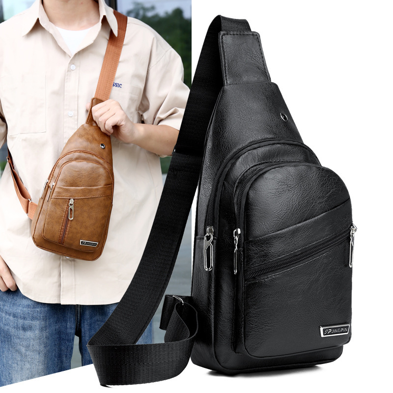 2026 Trend Men's Soft Leather Chest designer handbag Bag Business Shoulder Bag Waterproof Casual Business Crossbody Bag Factory Wholesale Dropshipping