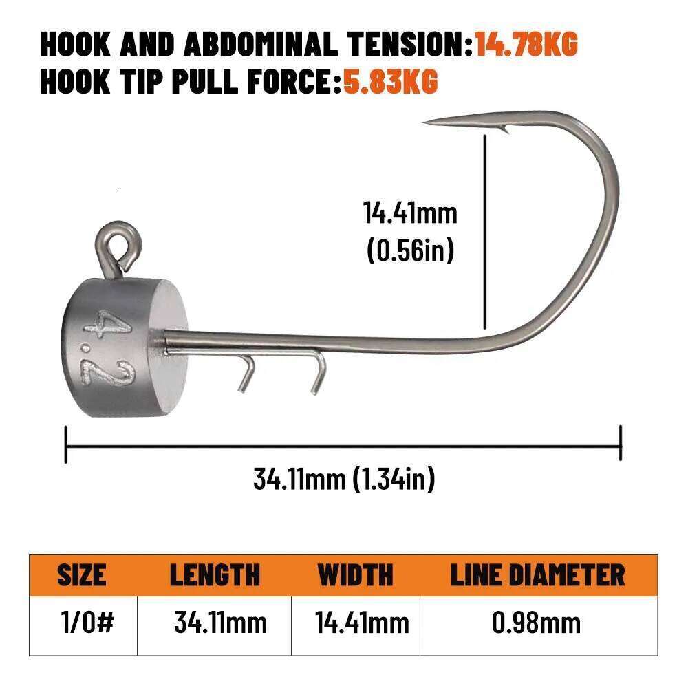 ZUKIBO Pro PTFE Ned Jig Heads10pcs Mushroom Double Barbed Sharp Hooks for Soft Worms Bass Trout Rockfish Tackle perch Z260228