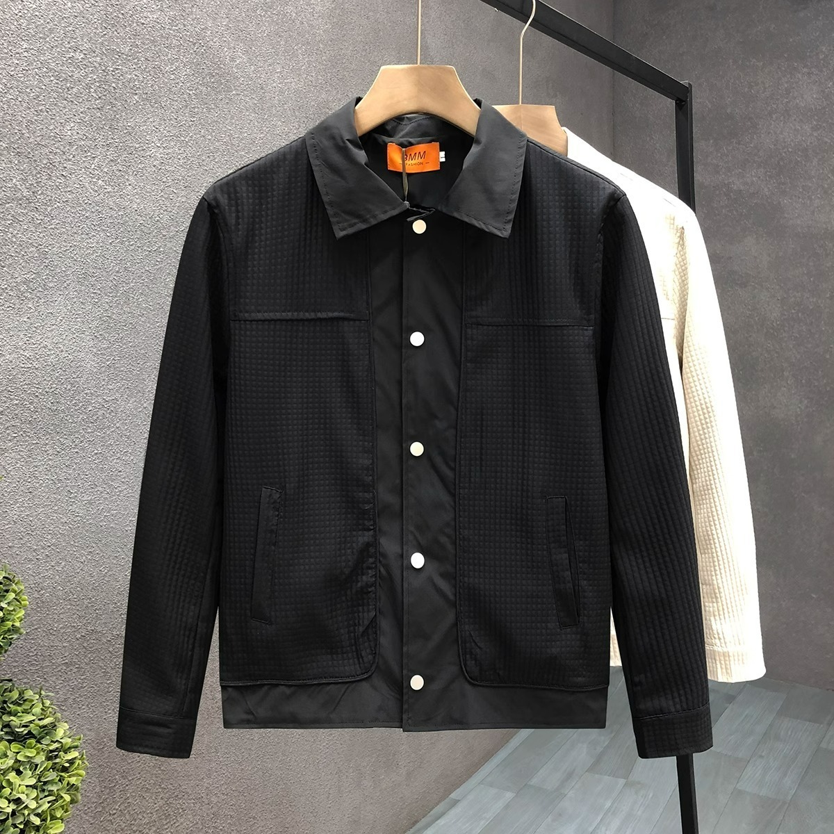 Light Business Csul Solid Color Work Designer Jacket Jcket For Men Highend Wffle Collr Top Verstile Csul Men's Cot