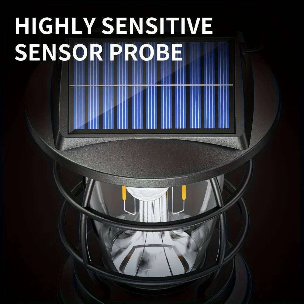 Rechargeable Solar Camping Electric LED Flashlight, Retro Portable Carrying Light, 4 Light Modes S260302