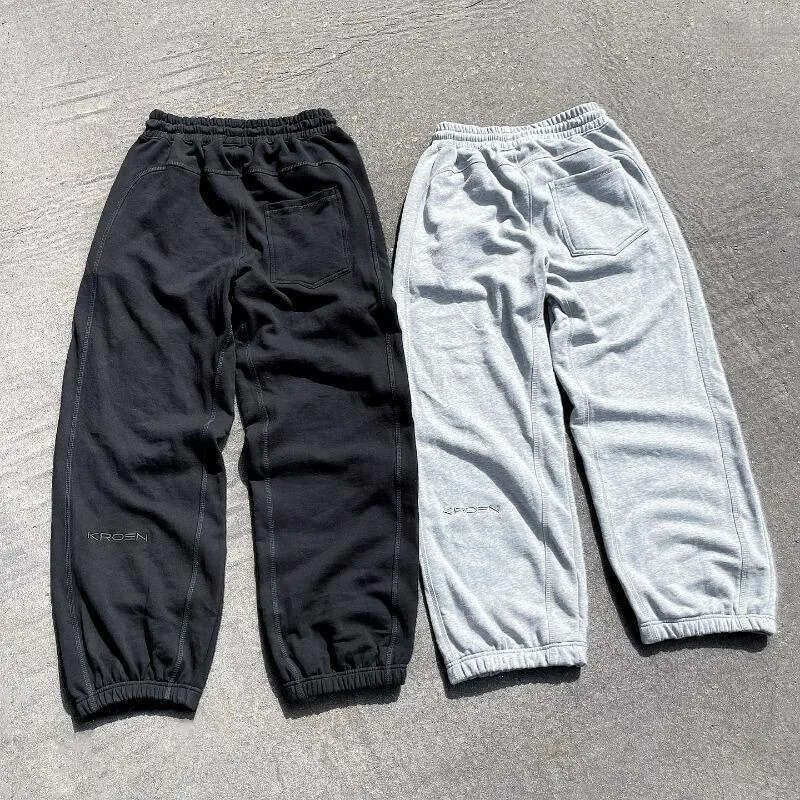 Free Shipping Men's Pants Kroen Patchwork Embroidered Sweatpants Retro Y2K Casual Streetwear Joggers with Drawstring Loose Fit Unisex jog Pants M