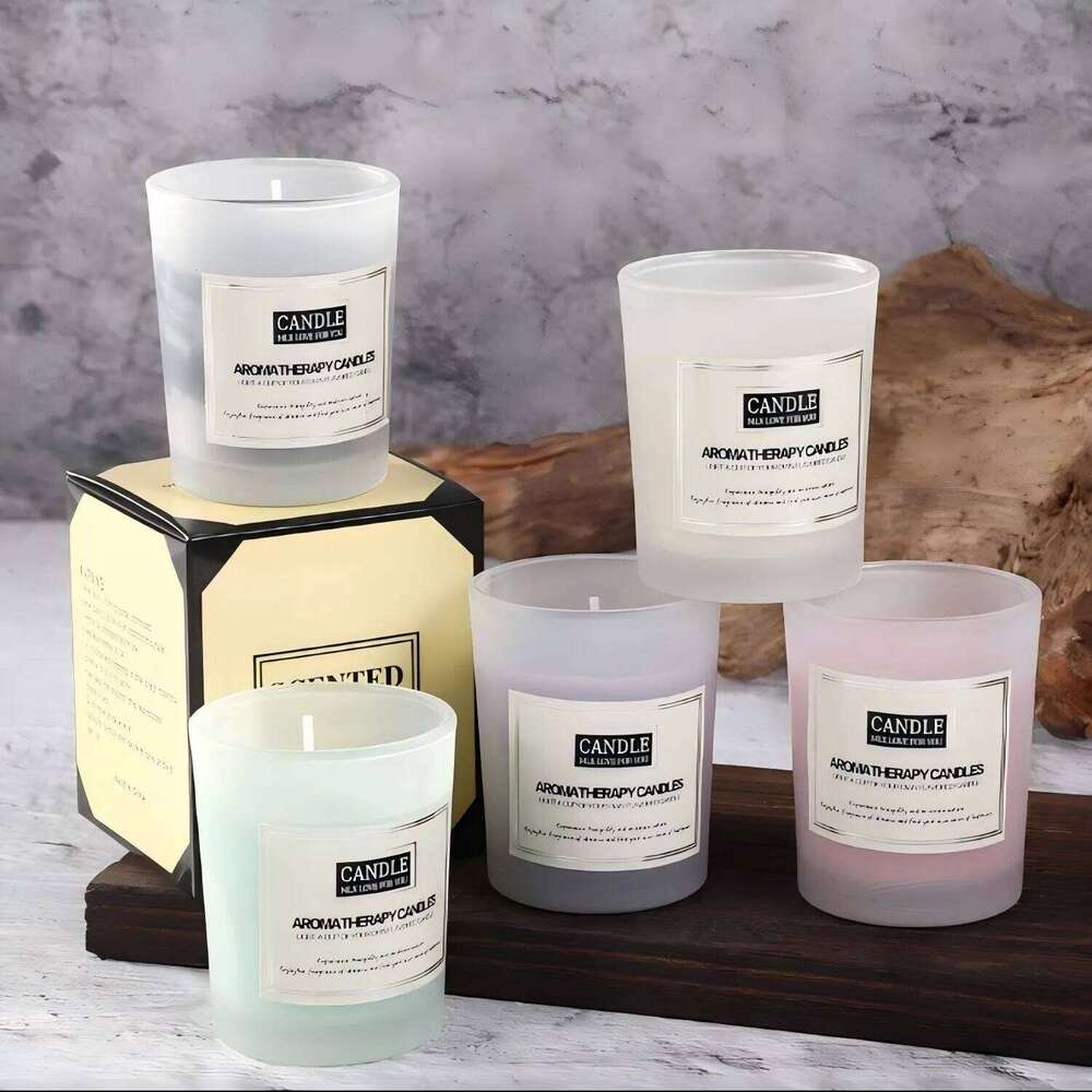 Polished smokeless fragrant glass cup plant wax, candles, scented jar candles W260303
