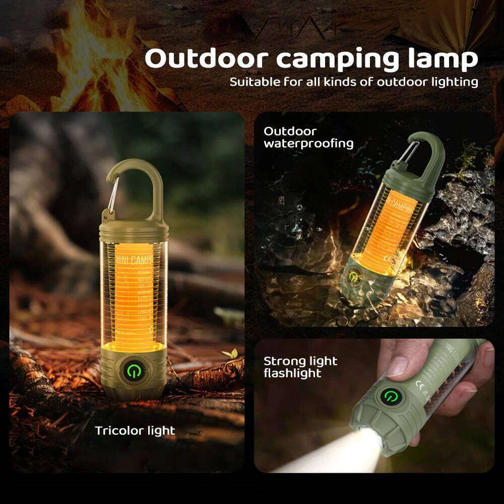 Rechargeable LED Camping Lantern Flashlight USB Charging Waterproof Light Outdoor Hiking Night Hanging Lamp Travel S260302