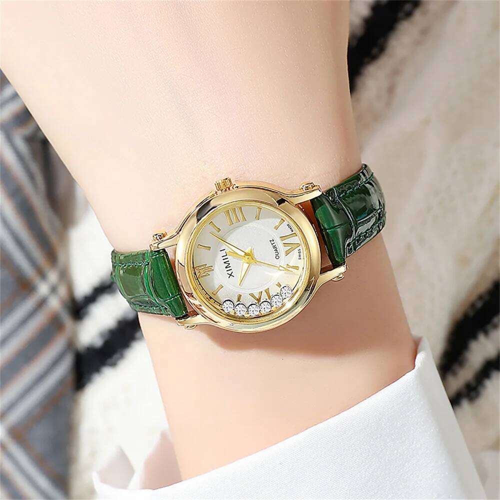 Fashion 2025 New Small Ladies Simple Roller Ball Quartz Watch Business White Leather Women's Dress Gift Clock Wristwatch XJ260303