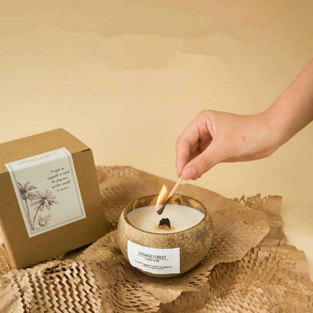 Handmade coconut shell candles natural soy wax scented candles, festival gifts home decoration fragrances a gift for her W260303