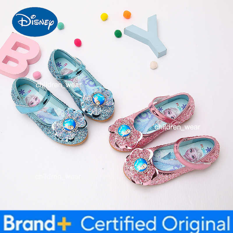 Disney Girls Princess Sandals Childrens Shoes Frozen Elsa Childrens Shoes Girls Fashion Baby Pink Blue low Heel Shoes Size H260303