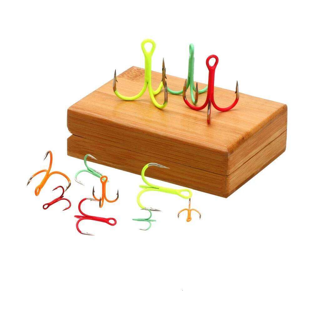 ICERIO 5/10pcs 14#-3/0# Fluorescent/Luminous Round Bent Inline Treble Hooks Saltwater Freshwater Fishing Lure Bait Triple Hook Z260228