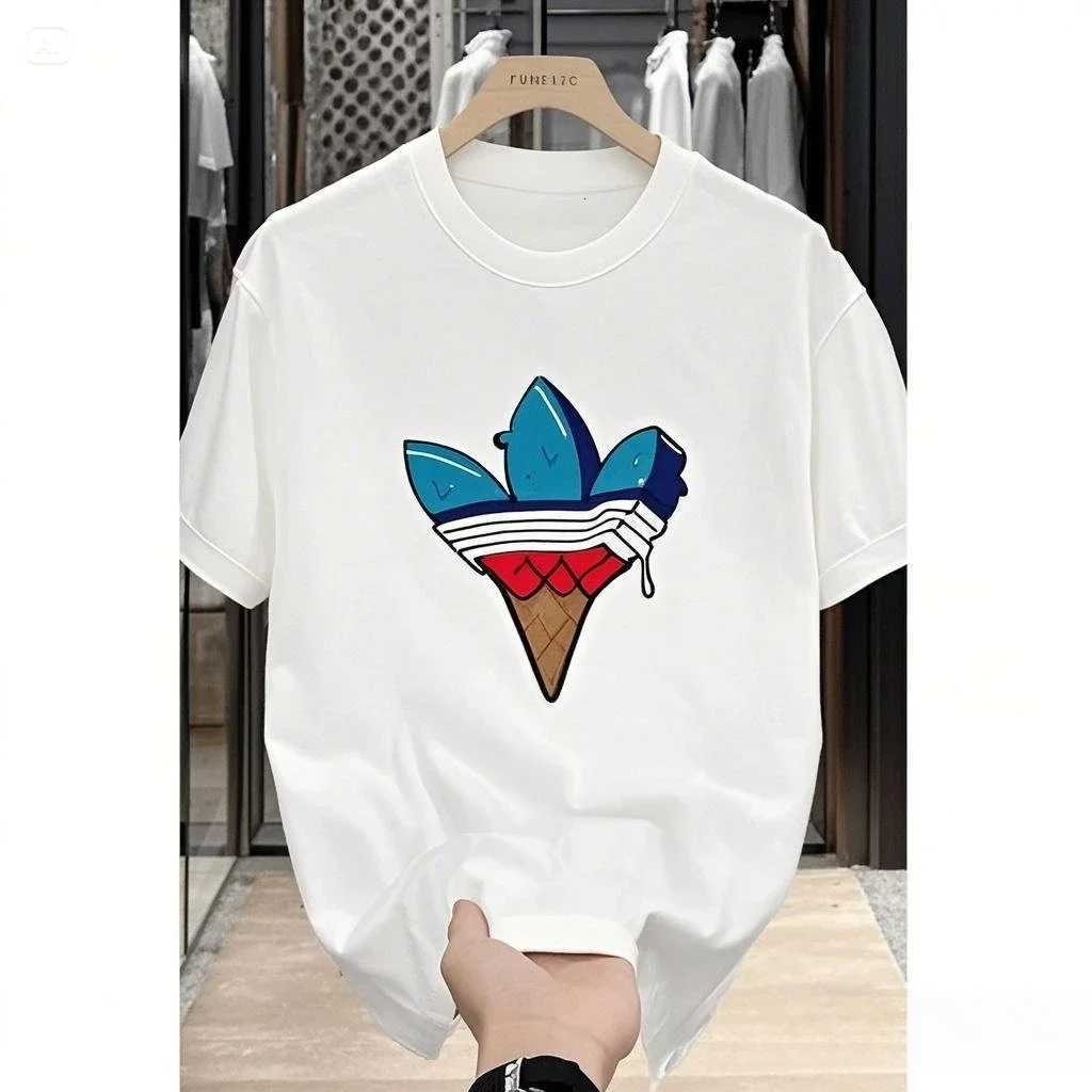 T-shirt 2026 Summer Luxury Brand Personalized Print Y2K Style Unisex Cotton Short-Sleeved TopT260303