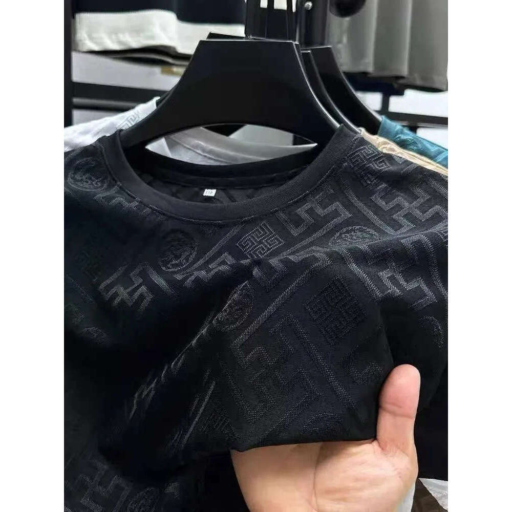 Men's T Shirts Men's Tees Polos Printed Sleeve Summer Plaid Round Neck Casual Breathable Top Men's Clothing