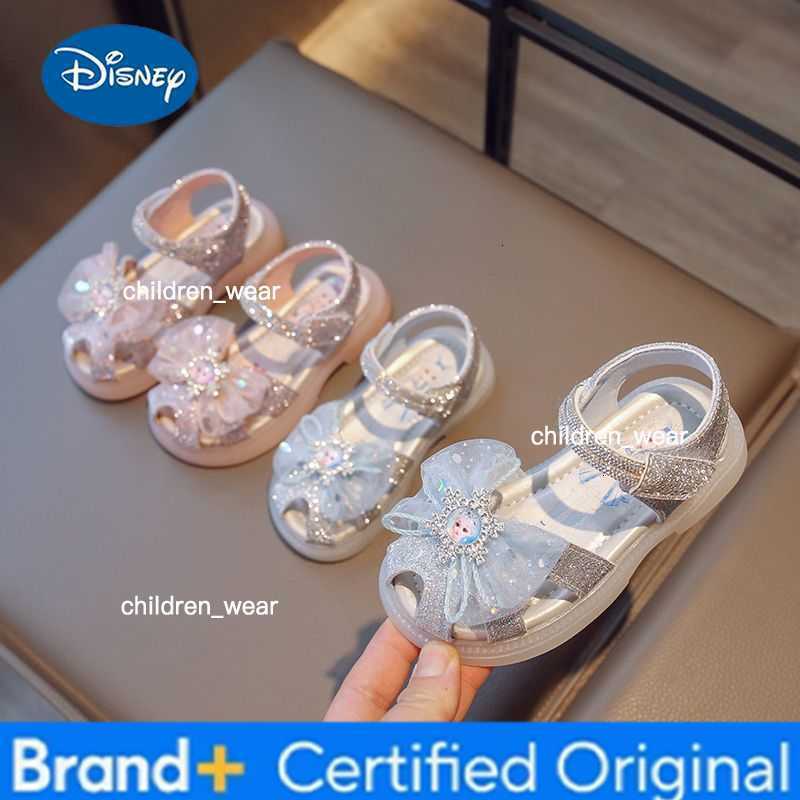 Disney KidsCasual Shoes Sandals Elsa Princess Frozen PU Leather Sow Fashion Summer Shoes Breathable Anti-slip Pink Blue Size 22-30 H260303