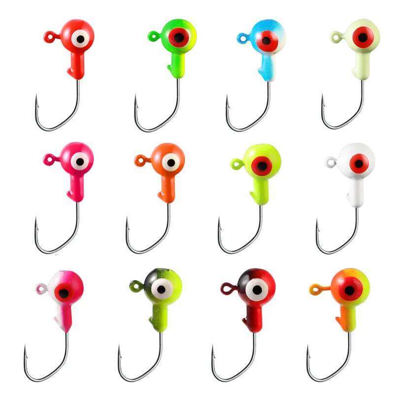 9PCS Head 0.8g/1.75g/3.5g/5g Crank Mix Colors Hook head Lure Hard Bait Soft Worm Jig Hookfor Fishing Tackle Z260228