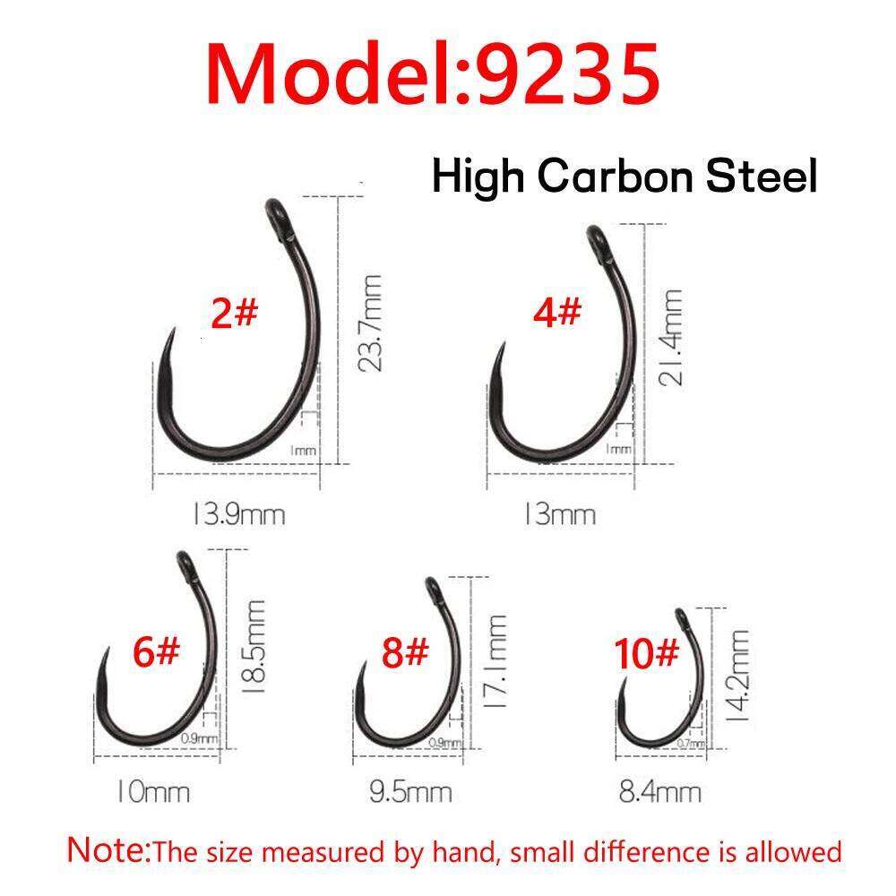 Bimoo 50pcs Europe Barbless Hooks High Carbon Steel Curve Shank Fishing Hook 2-10 for Carp Hair /Chod Zig Rig Z260228