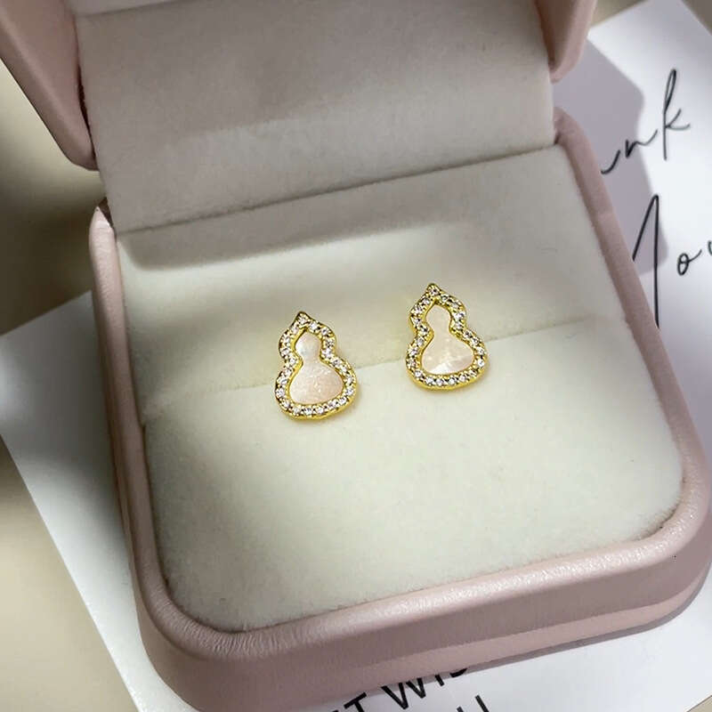 Gourd-shaped Earrings For Women Light Luxury Niche High-end Micro-inlaid Zircon Earrings Trendy Ear Accessories