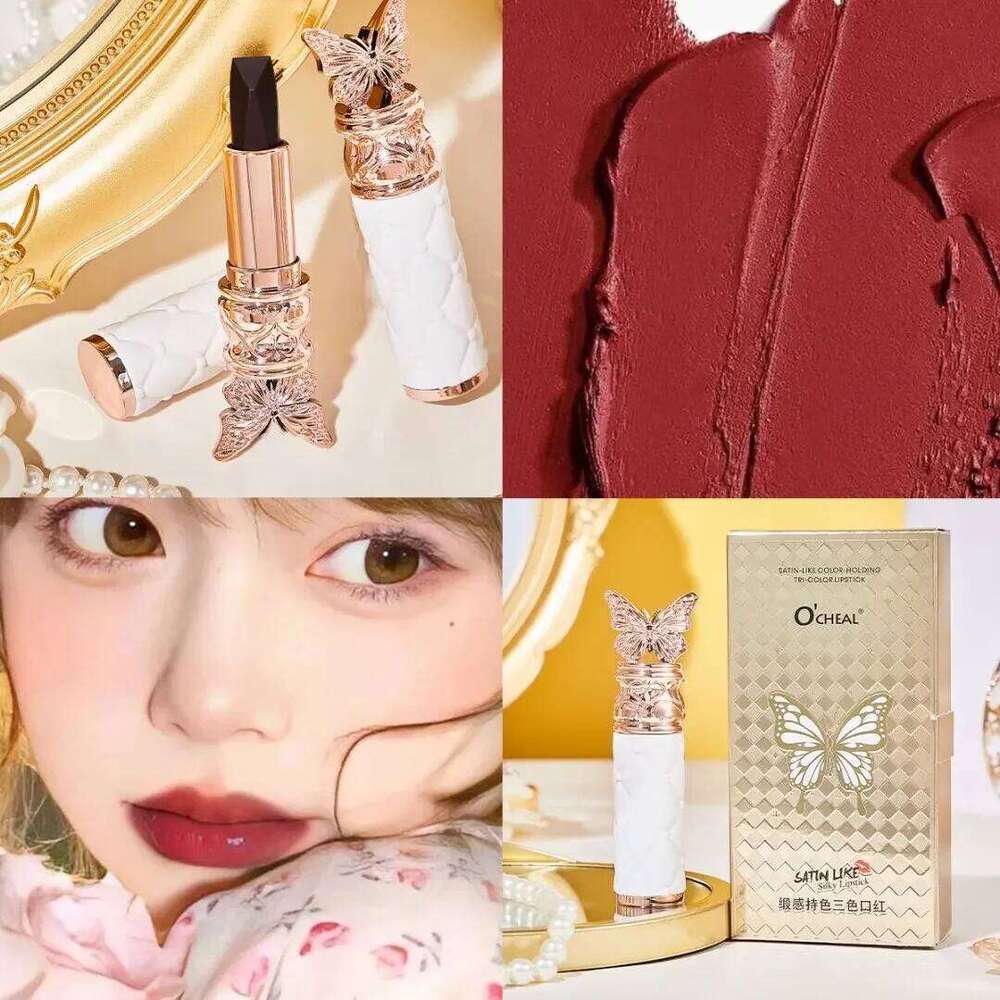 Long Lasting Velvet Lipstick Butterfly Shape Waterproof Matte Gloss 3 In 1 Non Stick Moisturizing Lip Makeup Cosmetics H260302