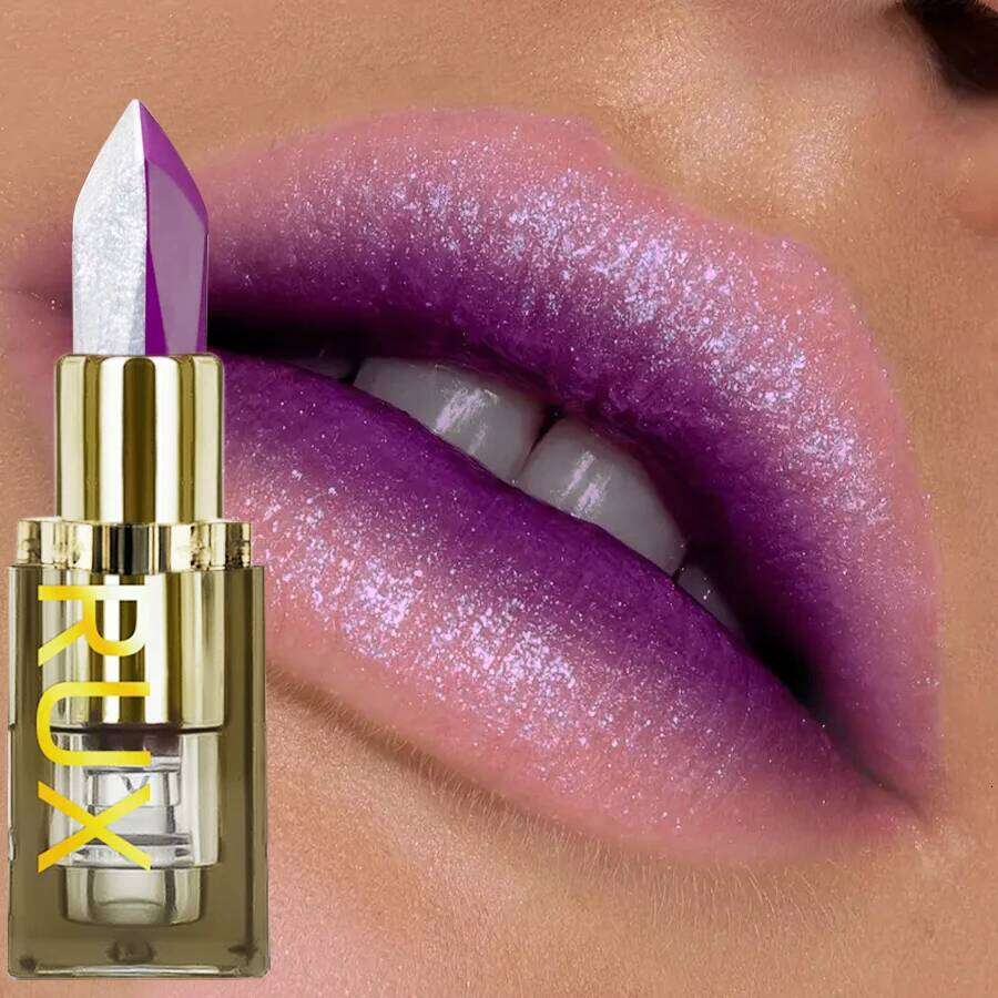 1PC Purple Glitter Two-tone Lipstick Red Rose Moisturizing Lipsticks Cosmetics Easy to use Tint Makeup Lip Beauty Long Lasti H260302