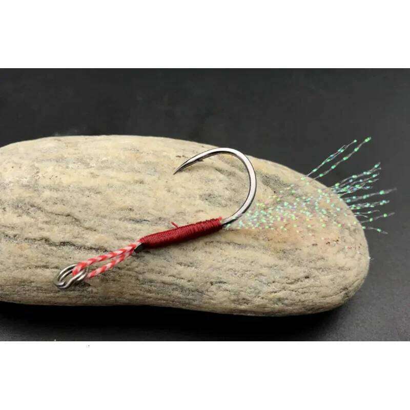 10/60/100pcs Jig Head Fishing Accessories Jigs Assist Hook Barbed High Carbon Steel Slow Jigging Anzuelos Pesca Mar Tackle Z260228