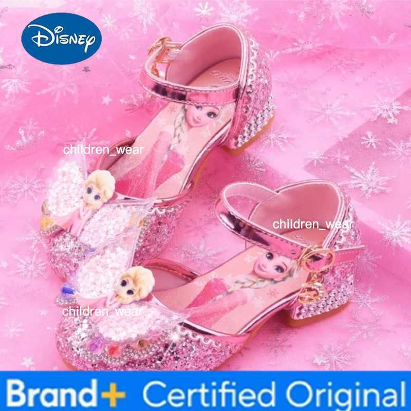 Disney New Elsa Shoes For Girls Cartoon Leather Children Shoes Frozen Princess Kids Shoes Girl Sandals Dress Snow Queen Sandal Koreans H260303