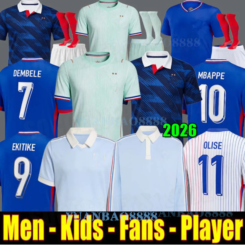 french soccer jersey 26 27 MBAPPE BARCOLA OLISE EKITIKE 2025 2026 DEMBELE Maillots de football shirt equipement de foot Men kids kit enfants France 120TH RUGBY S-4XL
