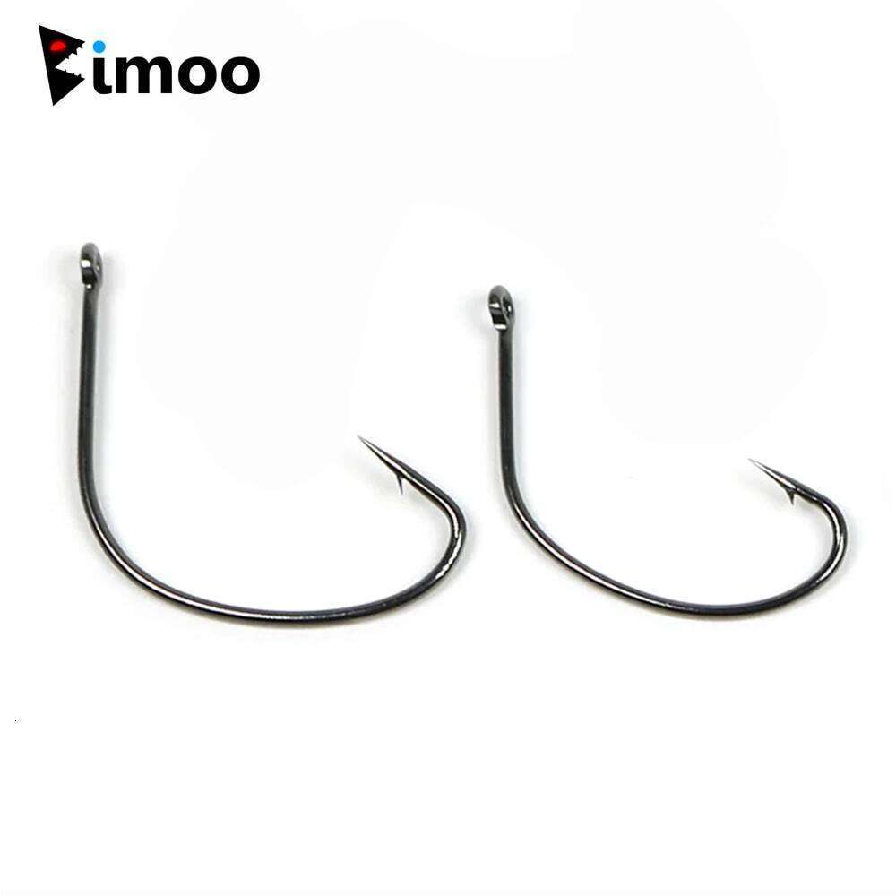 Bimoo 50PCS High-carbon Steel Live Lure Shiner Fishing Hook Straight Eye Saltwater Freshwater Bass Hooks #6 - #5/0 Z260228