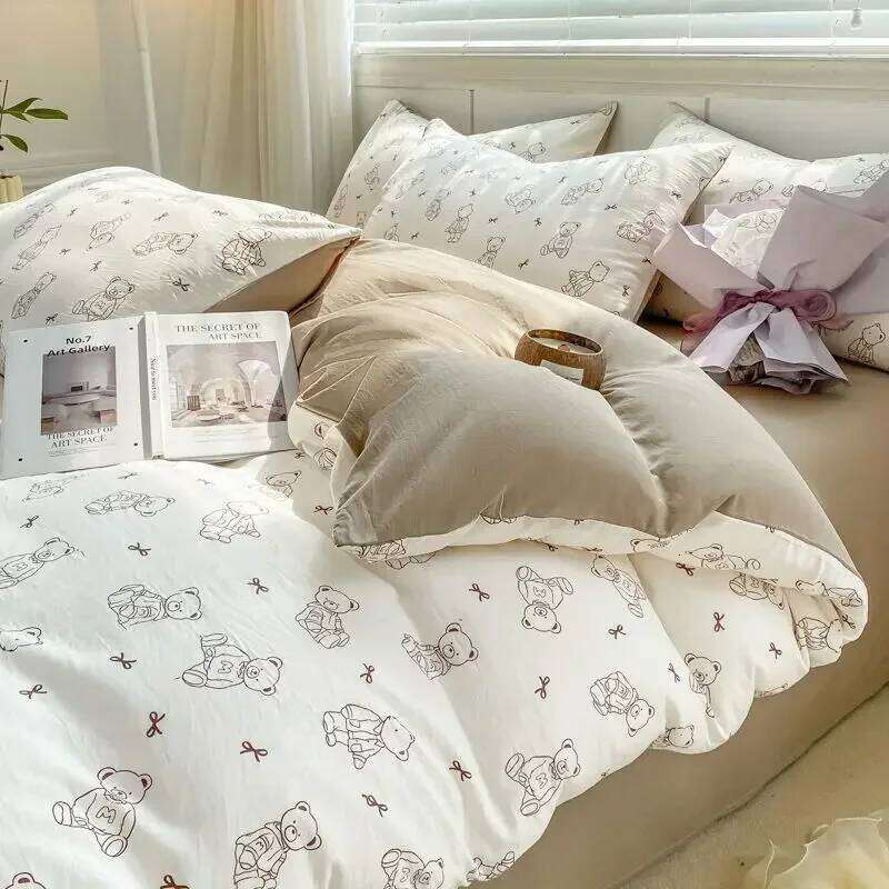 Light Luxury a Maternal Infant Class Washed Cotton and Linen Four-piece Quilt Set Single Student Dormitory Bed Sheet 3-piece W260302