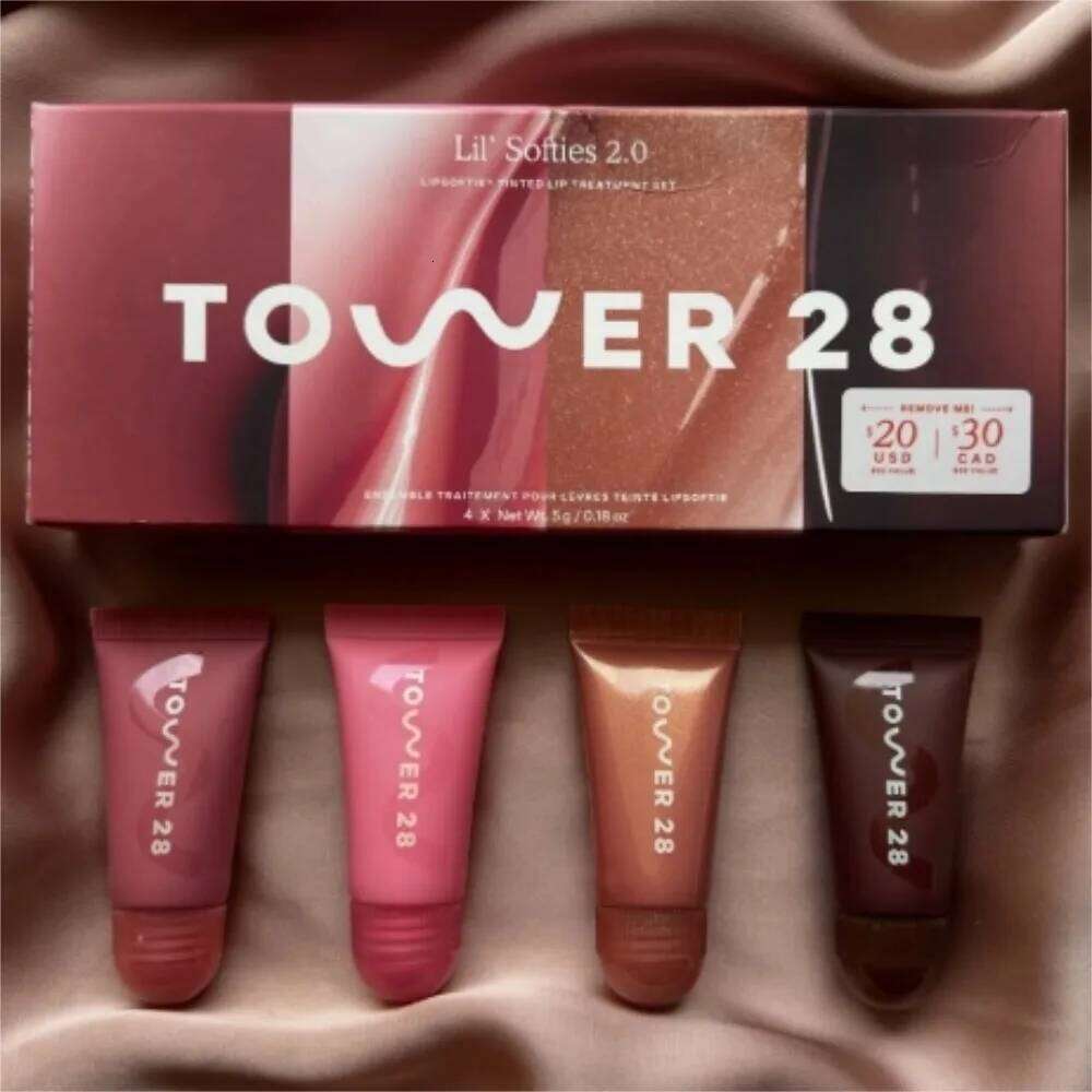Original Brand Tower 28 Beauty Mini Lil' Softies Treatment Set Watermelon Sugar Plum Vanilla Dulce de Leche Colored Lip Blam H260302