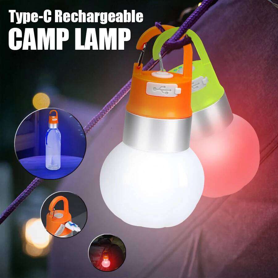 Portable LED USB C Rechargeable Tent Detachable Bottle Lamp Outdoor Camping Waterproof Bulb with 10 Modes S260302
