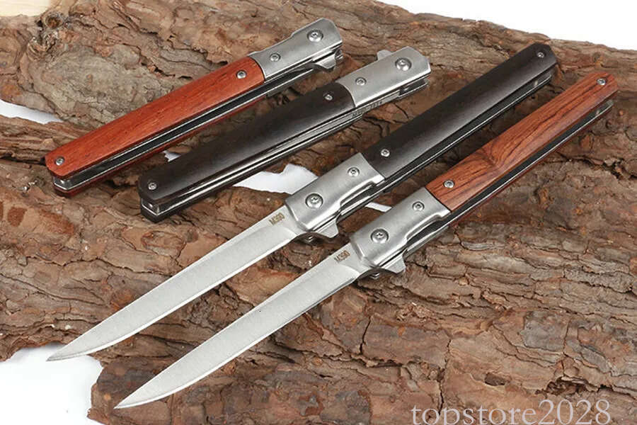 Ball Bearing Flipper Folding Knife 3Cr13 Satin Blade Rosewood + Stainless Steel Handle EDC Pocket Knives