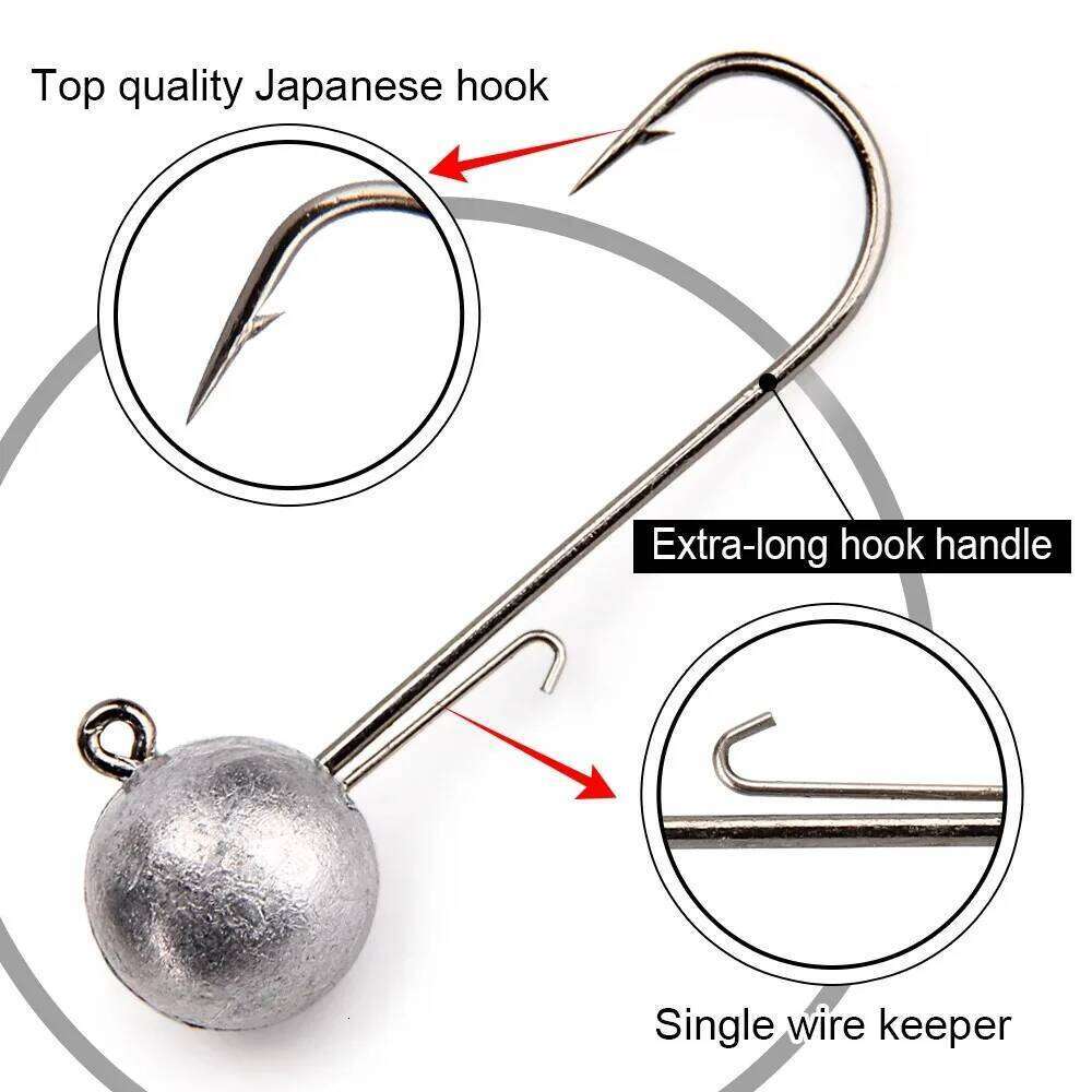 5g 7g 10g Jig Heads Fishing Hook Shank Round Ball High Carbon Steel Long For Soft Lure Worm Accessorie 4pcs Z260228
