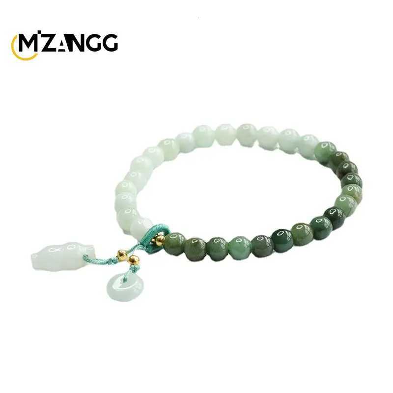 Genuine A Goods Jadeite Bracelet Gradient Two-color Gourd Peace Buckle Jade String Girl Delicate Fashion Advanced Jewelry Gifts H260303