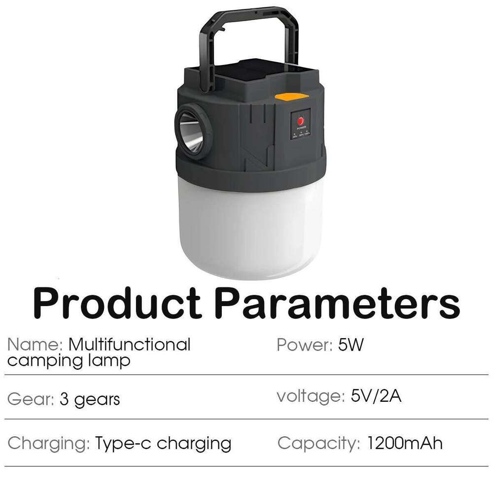 800mAh 3-speed energy-saving night portable camping light, USB rechargeable emergency light S260302