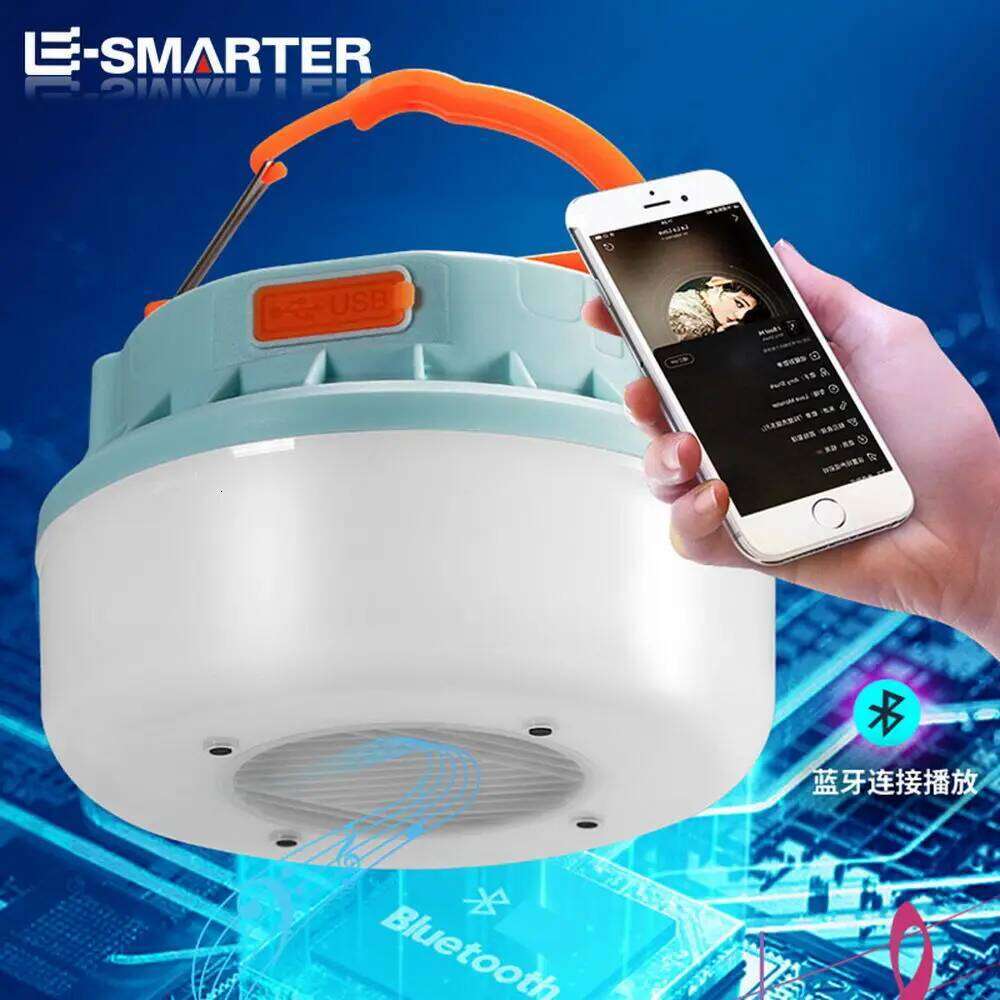 New Outdoor Solar Lights with Wireless Portable Bluetooth Speaker Rechargeable Led Camping Lanterns Tent Lamp Power bank S260302