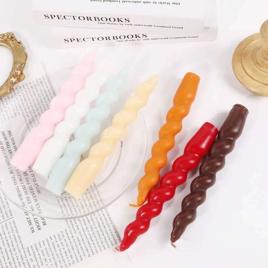2pcs Ins Style Spiral Long Rod Aromatherapy Scented Soy Wax Candles Wedding Birthday Candle Home Decoration W260303