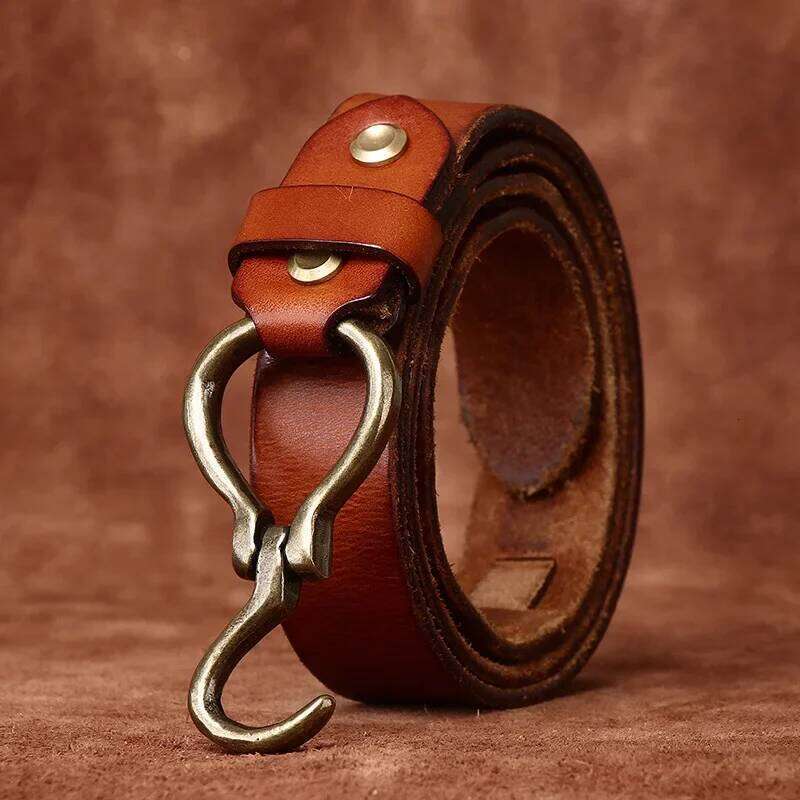 Men's Full Grain Belts for Men Cowhide Male Belt Genuine Leather Copper Hook Buckle Luxury Brand Designer Waist Strap S260228