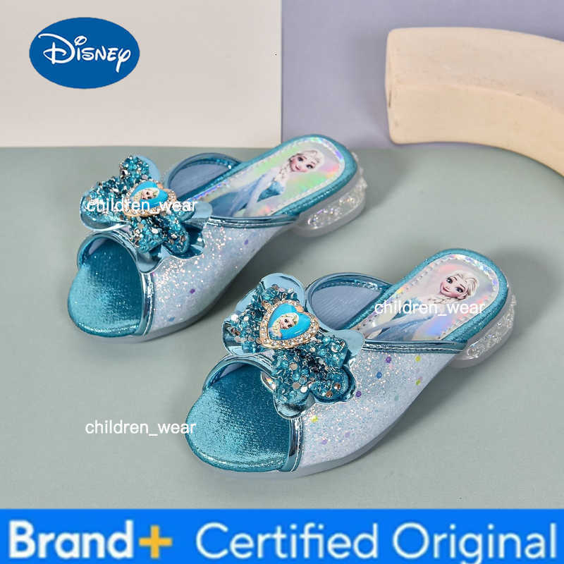 Disney Girls Elsa Princess Flip-Flops Summer Bow Sandals Anti-Slip Slippers for Big Kids H260303