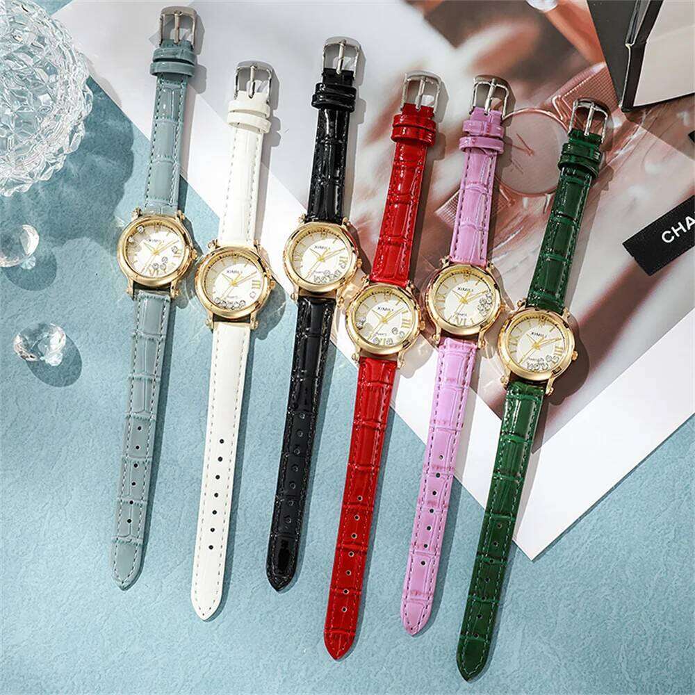 Fashion 2025 New Small Ladies Simple Roller Ball Quartz Watch Business White Leather Women's Dress Gift Clock Wristwatch XJ260303
