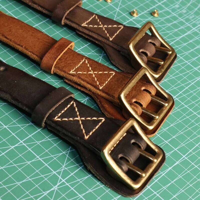 Original Handmade Double-needle Buckle Men's Washed Water Made Old Macho Jeans Genuine Leather y2k Army Tactical Belt S260228