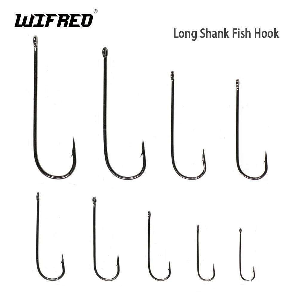 Wifreo 100PCS Aberdeen Long Shank Fish Saltwater Fresh Water Fishing Hooks Sabiki Rig Streamer Fly Hook Size 16 to 2/0 3/0 Z260228
