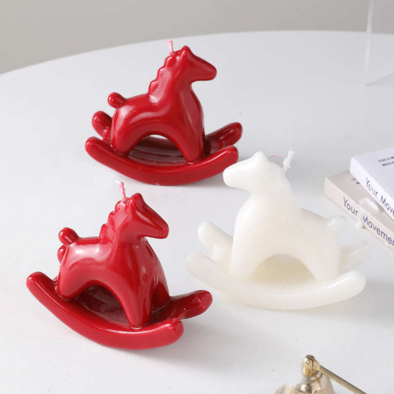 Cross-Border Rocking Horse Ornament Creative High-Value Desktop Decoration Red Horse-Shaped Aromatherapy Candle W260303