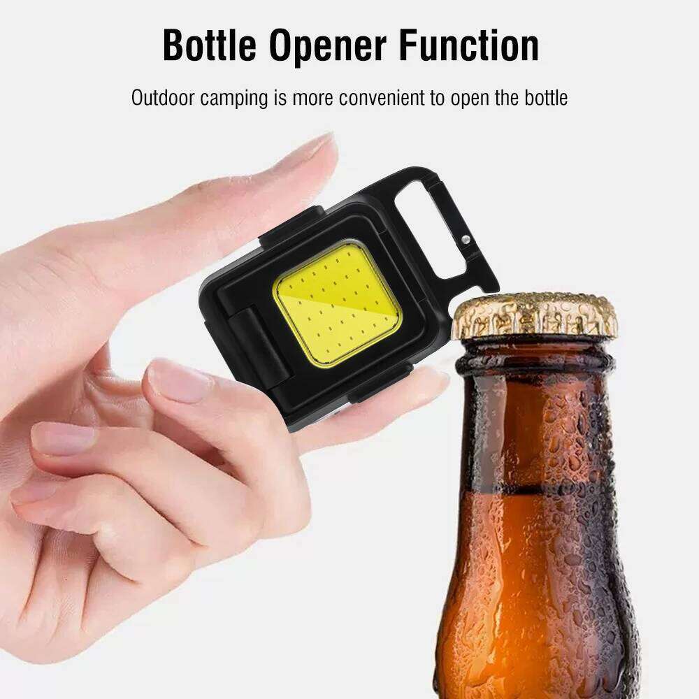 Multifunctional Mini Keychain LED Flashlight Type-C Rechargeable Work Light with Magnet Outdoor Camping Pocket Lamp Corkscrew S260302