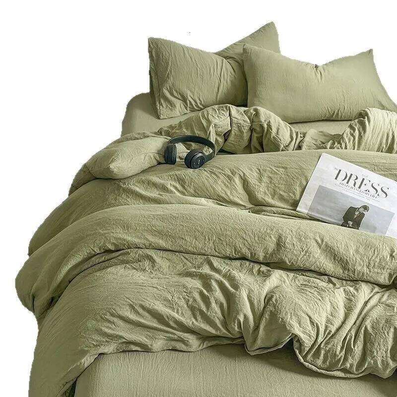 Solid color washed cotton four-piece student dormitory three-piece set choose 1.2M bed W260302