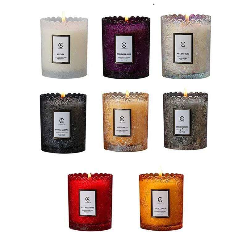 CupHome Use For Bedroom Aromatherapy To Aid Sleep Lace Glass Cup Soy Wax Gift Romatherapy Candle Long-lasting W260303